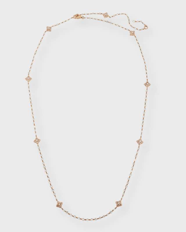 18K Rose Gold Blossom Diamond Station Necklace, 32"L, 12.5tcw